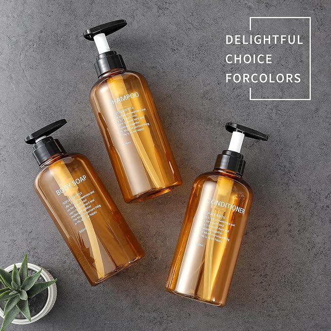 Shampoo and Conditioner Dispenser Bottles-3pcs 16.9oz Plastic Empty Refillable - Image 6