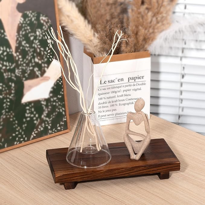 Bathroom Counter Organizer Wood Pedestal Stand Farmhouse Decorative Tray Soap - Image 6