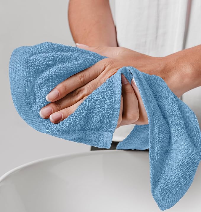 White Classic Luxury Cotton Washcloths 13x13 Inch - Image 8