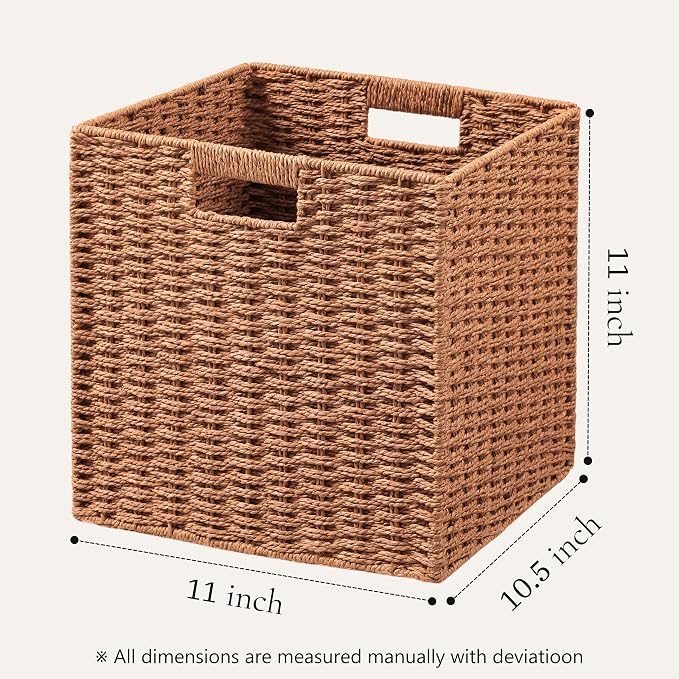 UBBCARE 4 Pack Wicker Basket, 11L×11H×10.5W inch Woven Paper Rope Storage - Image 2