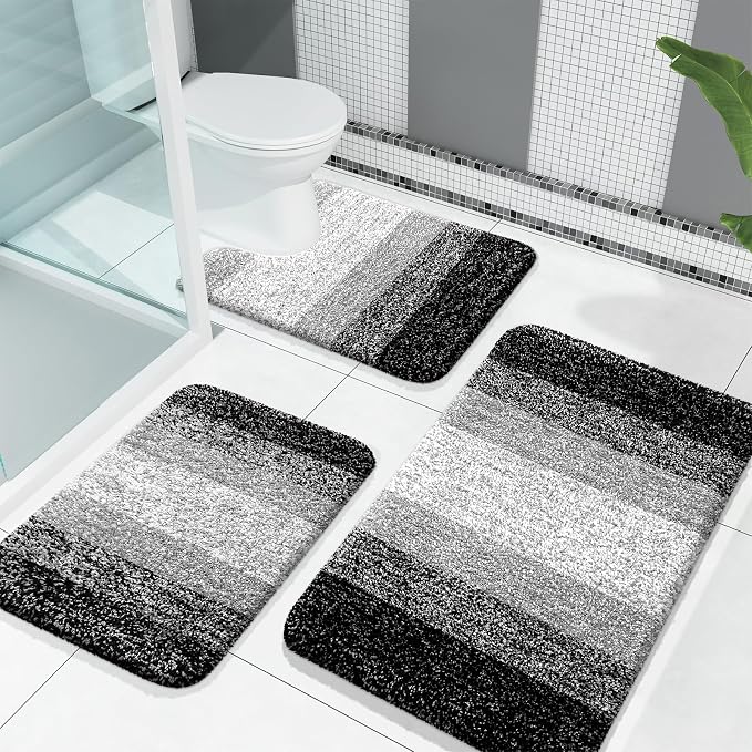 OLANLY Bathroom Rugs Sets 3 Piece, Soft Absorbent Microfiber Bath Mats and by OLANLY