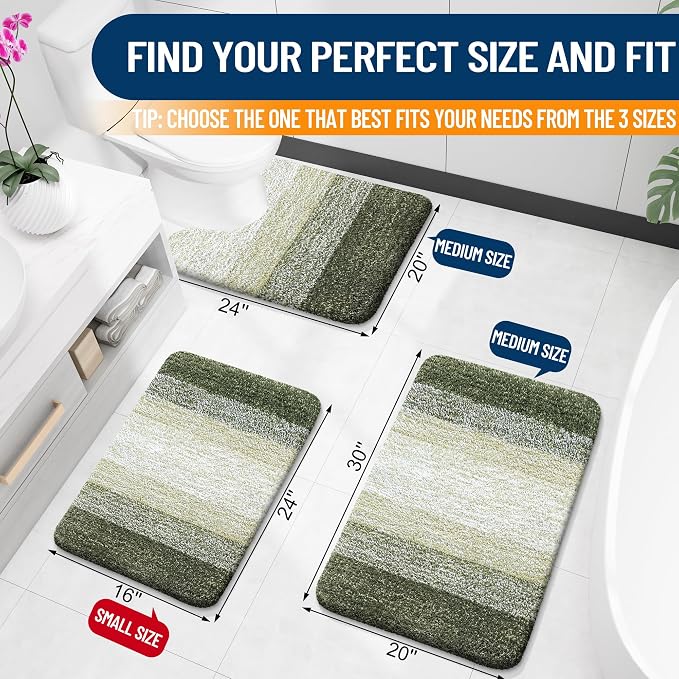 OLANLY Bathroom Rug Set 2 Piece, Soft Absorbent Microfiber Bath Mats and - Image 2