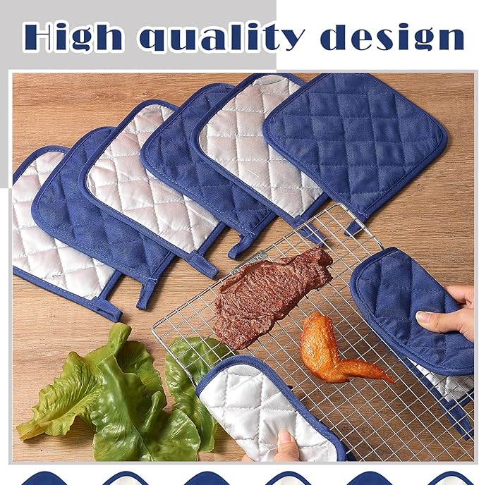 Bokon 24 Pcs Pot Holders for Kitchen, Heat Resistant Cotton Hot Pad Oven Mitts - Image 6