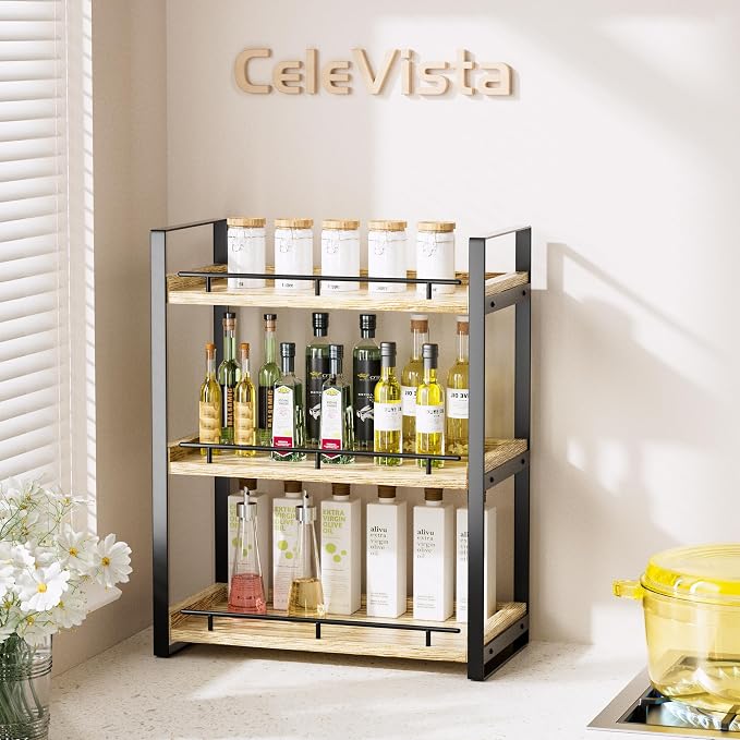 Bathroom Counter Organizer, 3 Tier Wood Countertop Shelf - Image 4