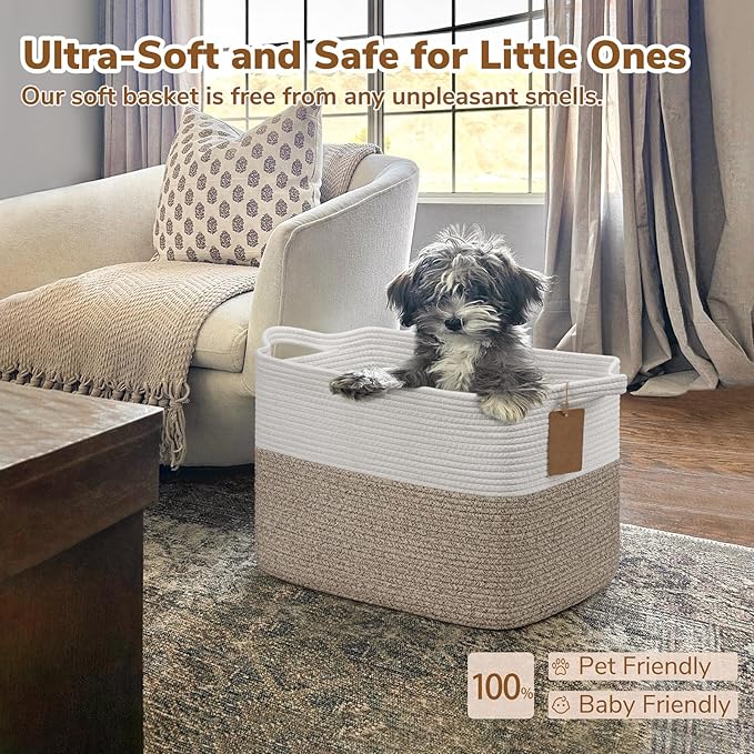 Goodpick Woven Storage Baskets for Organizing, Blanket Basket Living Room - Image 6