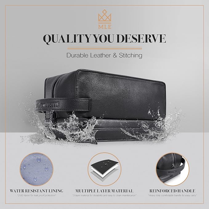 Mens Leather Toiletry Bag – Travel Dopp Kit, Shaving Bag, Grooming & Hygiene - Image 5