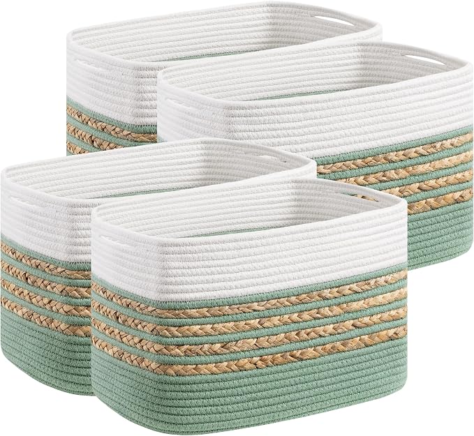 UBBCARE 4 Pack Baskets for Organizing, Woven Storage Baskets for Toys and Towel by UBBCARE