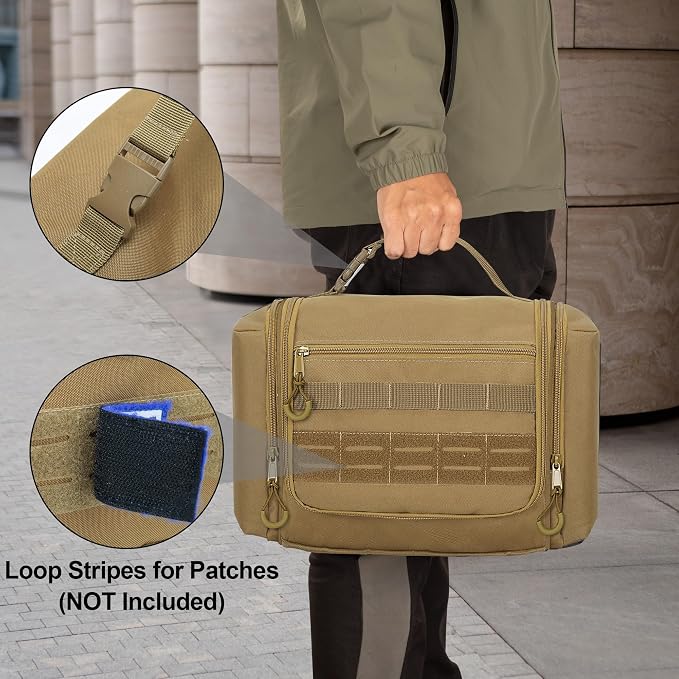 Tactical Toiletry Travel Bag for Men, Hanging Dopp Kit Hygiene Bag Shower - Image 6
