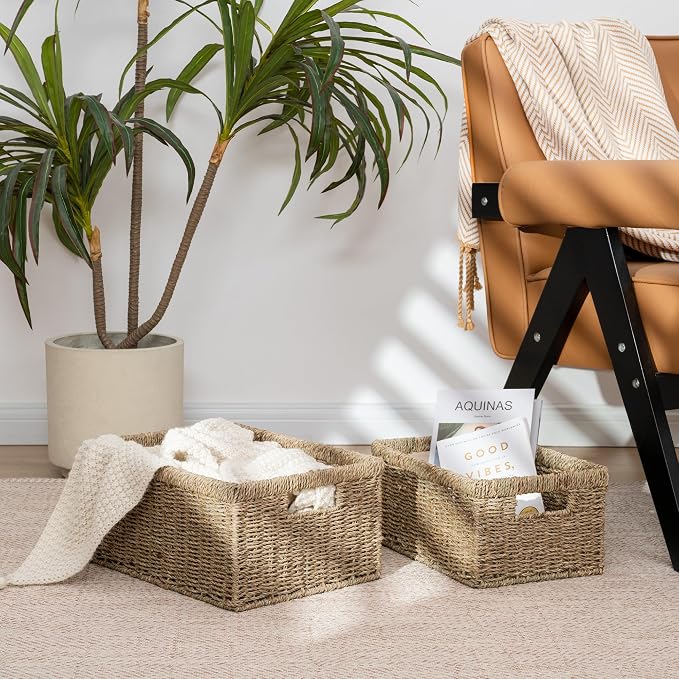 StorageWorks Wicker Storage Baskets, Handwoven Seagrass Basket - Image 7