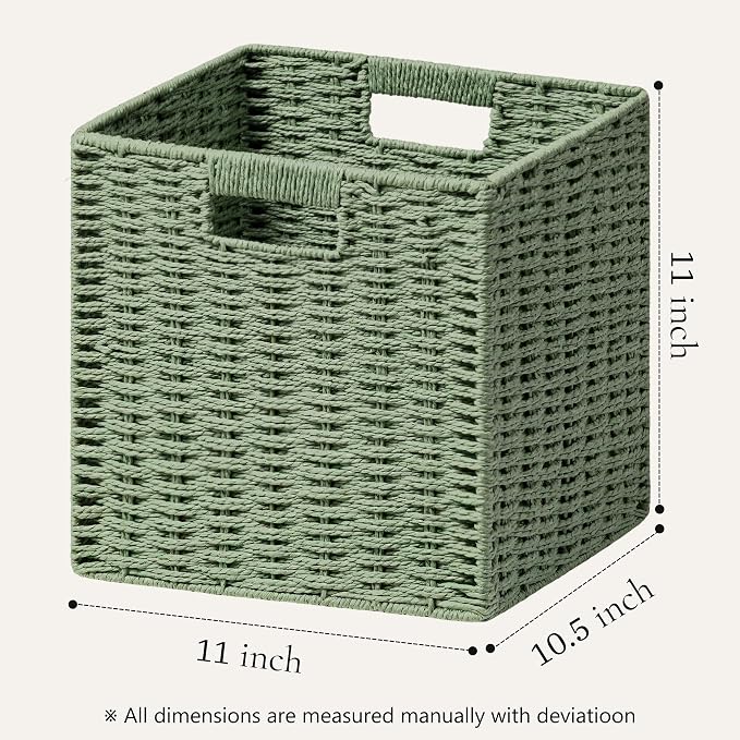 UBBCARE 3 Pack Wicker Basket, 11L×11H×10.5W inch Woven Paper Rope Storage - Image 2