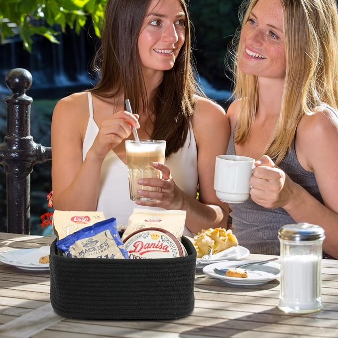 Small Woven Storage Baskets 12“X8”X5“ Decorative Rope Bins - Image 6