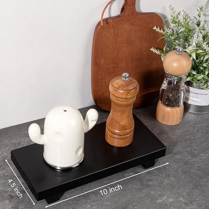 Bathroom Counter Organizer Wood Pedestal Stand Farmhouse Decorative Tray Soap - Image 2