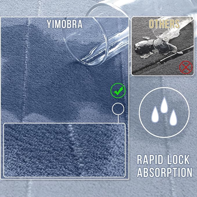 Yimobra Large Bath Mat Set 2 Piece- Super Soft Absorbent Quick Dry Memory Foam - Image 4