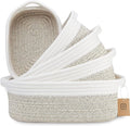 NaturalCozy 5-Piece Rectangle Storage Basket Set- Natural Cotton Rope Woven by NaturalCozy
