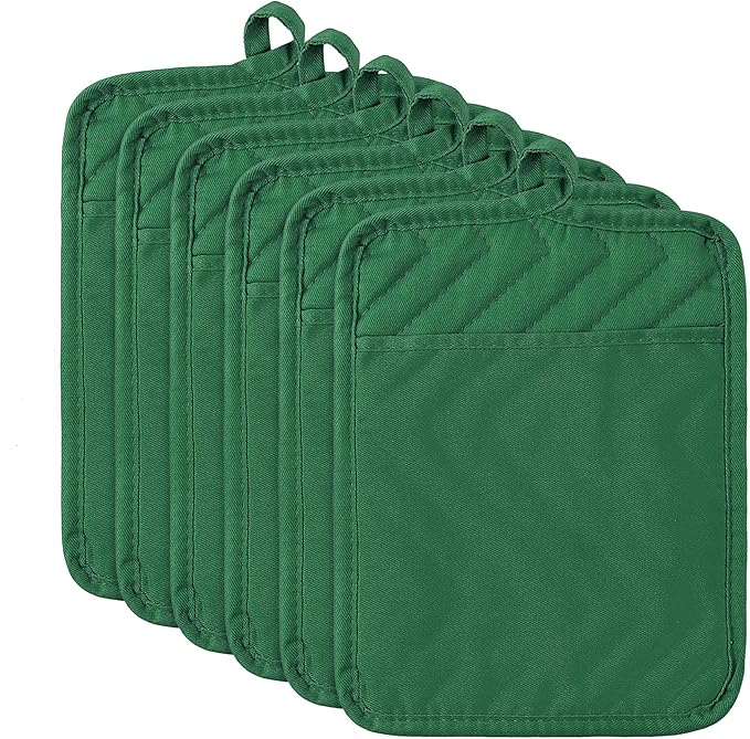 R HORSE 6Pcs Pot Holder for Kitchen Christmas Green Potholders by RHORSE