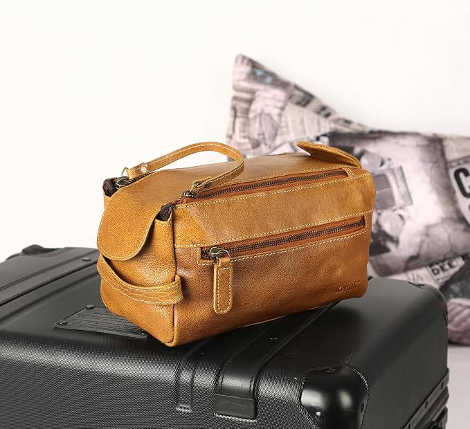 KomalC Premium Buffalo Leather Toiletry Bag - Image 7