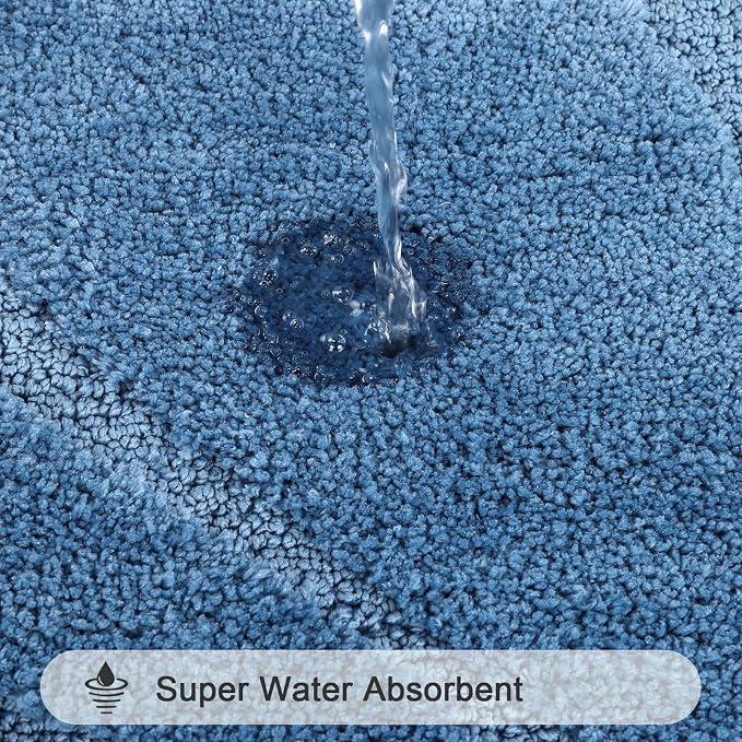 HEBE Bathroom Rugs Sets 5 Piece, Soft Absorbent Microfiber Bath Mat - Image 4