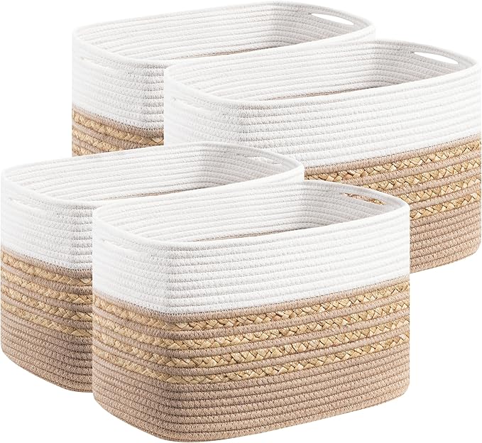 UBBCARE 4 Pack Baskets for Organizing, Woven Storage Baskets for Toys and Towel by UBBCARE