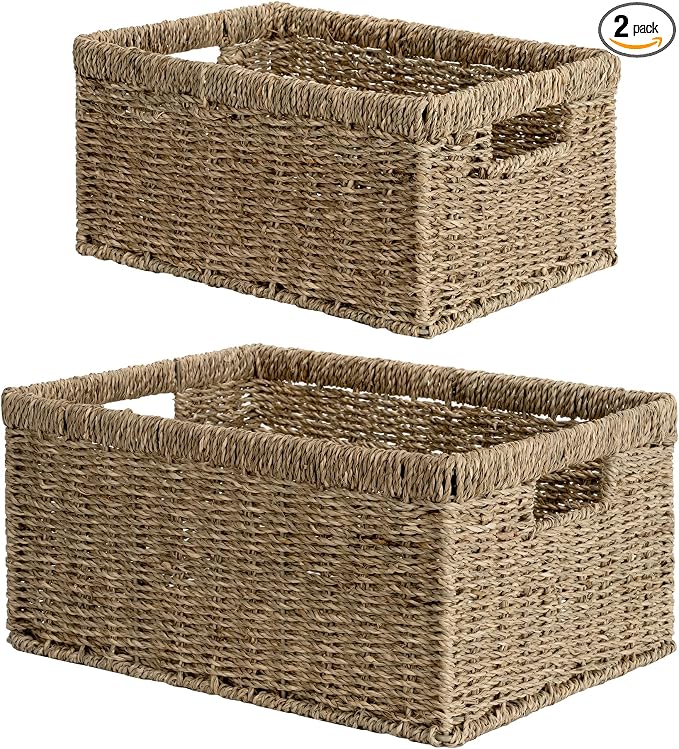 StorageWorks Wicker Storage Baskets, Handwoven Seagrass Basket by StorageWorks