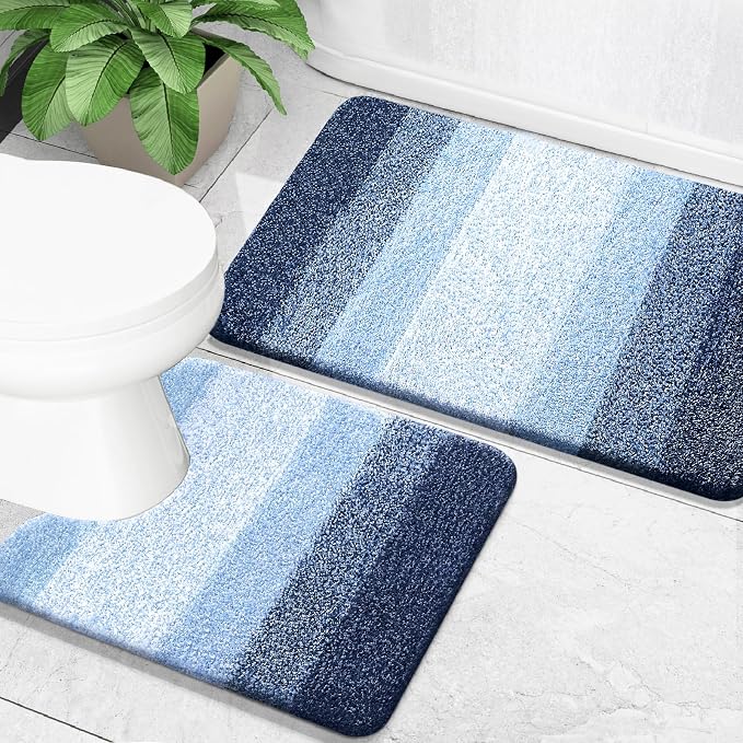 OLANLY Bathroom Rug Set 2 Piece, Soft Absorbent Microfiber Bath Mats and by OLANLY
