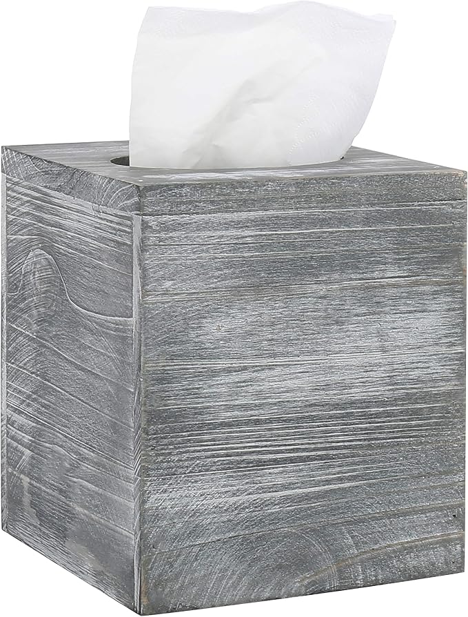 MyGift Graywashed Wood Decorative Tissue Box Holder Cover, Bathroom Facial by MyGiftHome