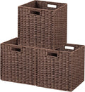 UBBCARE 3 Pack Wicker Basket, 11L×11H×10.5W inch Woven Paper Rope Storage by UBBCARE