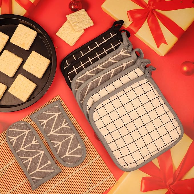 Heat Resistant Potholders Hot Pads-6 Kitchen Pot Holders Set - Image 2