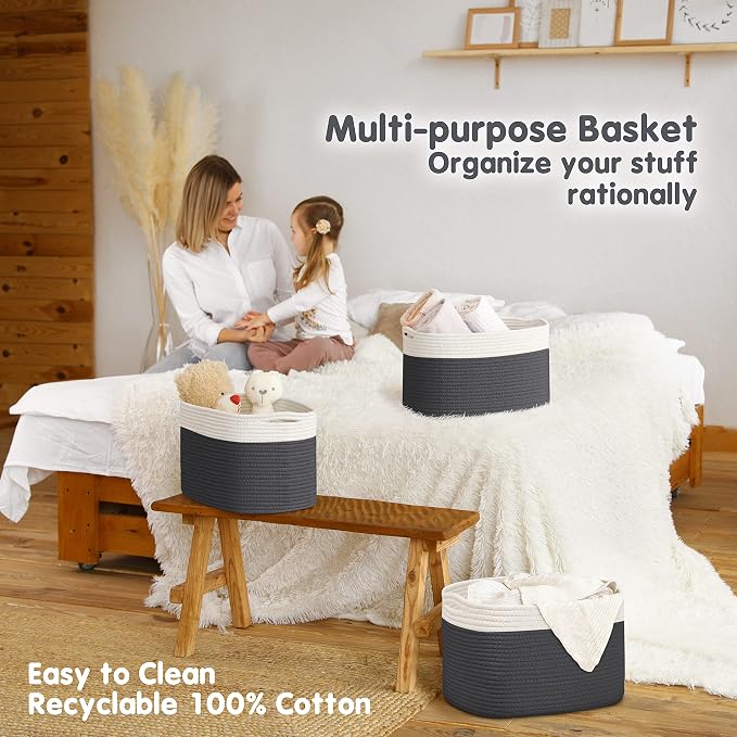 CHAT BLANC Cotton Rope Baskets for Organizing | Storage Baskets for Shelves | - Image 5