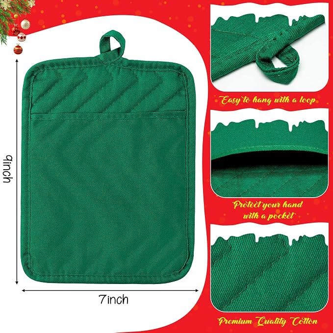 R HORSE 6Pcs Christmas Red Green Potholders - Image 2