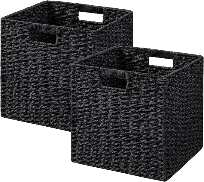 UBBCARE 2 Pack Wicker Basket, 11L×11H×10.5W inch Woven Paper Rope Storage by UBBCARE