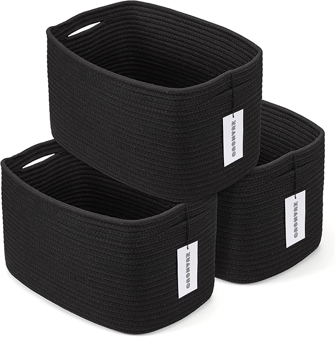 Cotton Rope storage Basket Bins 15X10X9.3“ Woven Basket by XUANGUO