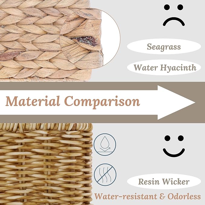 Baskets for Organizing, Small Wicker, Storage Bins for Bathroom and Toilet - Image 3