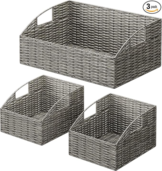 Ollieroo Rattan Storage Baskets, Handwoven Wicker Storage Bins by Ollieroo