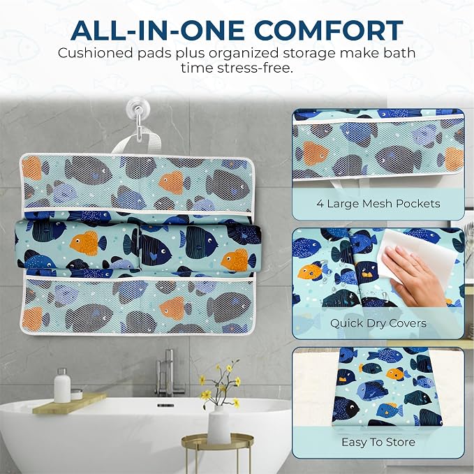 TubbieBuddies Bath Kneeler and Elbow Rest Pad Set – Fish-Themed Baby Bath - Image 6