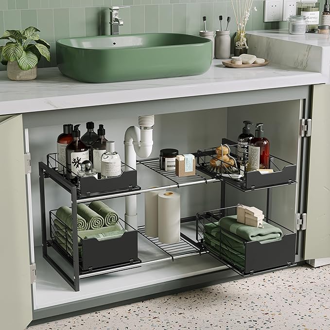 NETEL Adjustable Under Sink Organizers and Storage, Expandable Cabinet Storage by NETELOfficial