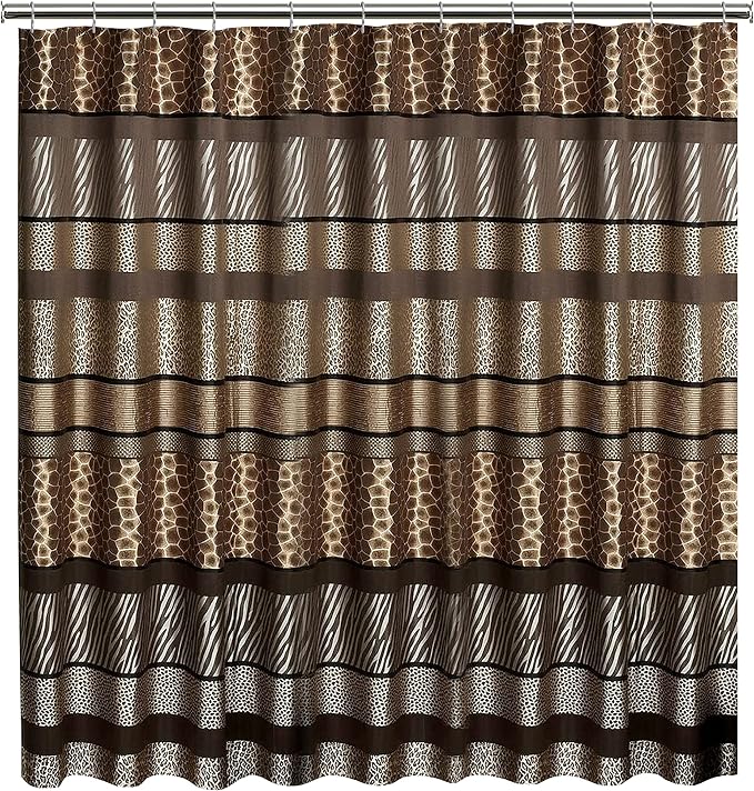 Zahari Home 13pc Safari Stripes Bathroom Shower Curtain Set Animal Print Shower - Image 6