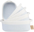 NaturalCozy 5-Piece Rectangle Storage Basket Set- Natural Cotton Rope Woven by NaturalCozy
