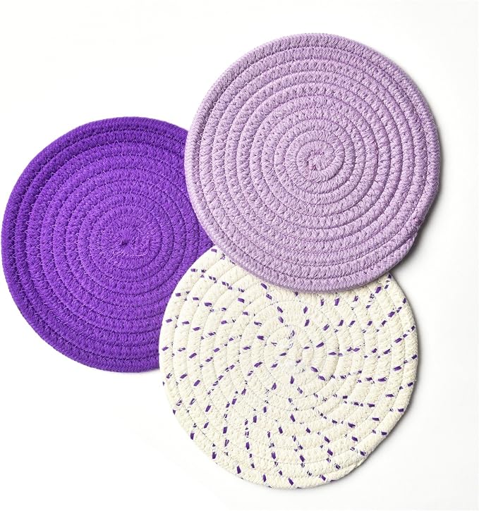 Pot Holders Set Trivets Set 100% Pure Cotton Thread Weave Hot Pot Holders Set - Image 2