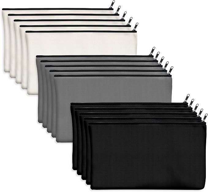 15 Pack Blank Cotton Canvas DIY Craft Zipper Bags Pouches Pencil Case by VANTASII