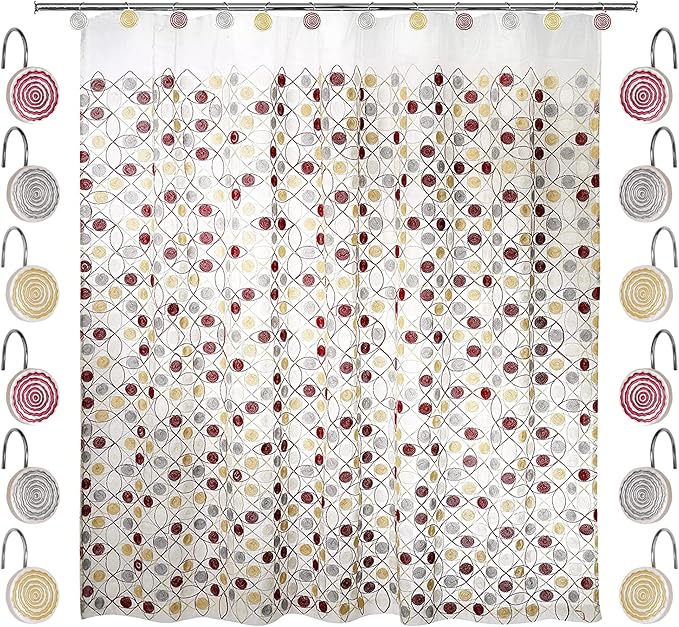 Zahari Home 13pc Sedona Sheer Shower Curtain Set Sheer Shower Curtain & 12 by ZahariHome