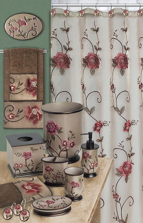 Zahari Home 4pc Larrisa Floral Bathroom Accessories Sets Modern Classic Flower - Image 7