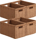 UBBCARE 4 Pack Wicker Basket, 13.4L×8.3H×7.1W inch Woven Paper Rope Storage by UBBCARE