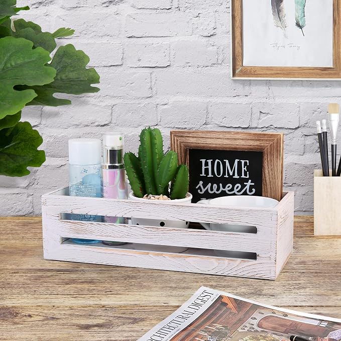 LotFancy Bathroom Decor Box, 2 Pack Wooden Toilet Paper Holder, Farmhouse - Image 7