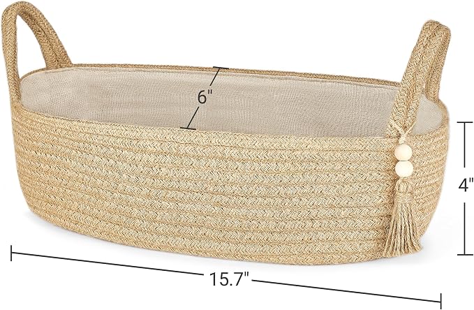 Mkono Small Storage Basket for Toilet Tank Top Boho Bathroom Decor Woven Rope - Image 6