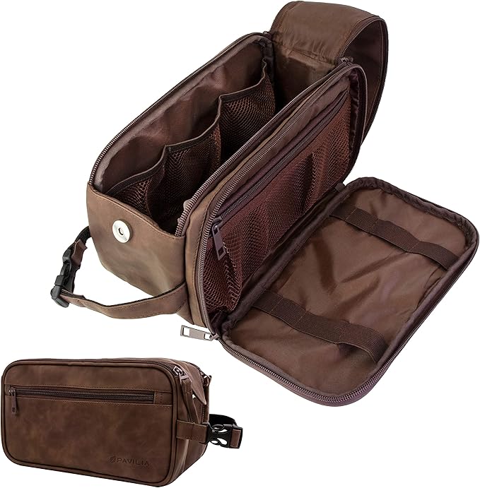 PAVILIA Toiletry Bag for Men, Travel Essentials Shaving Dopp Kit, Mens Travel by PAVILIA