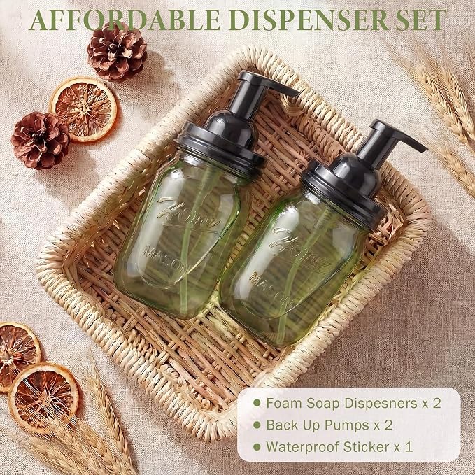 Amolliar Plastic Mason Jar Foaming Soap Dispenser Pump Lid, 16oz Foam Soap - Image 6