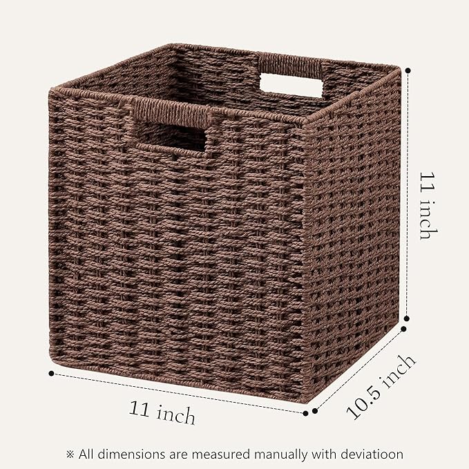 UBBCARE 2 Pack Wicker Basket, 11L×11H×10.5W inch Woven Paper Rope Storage - Image 2