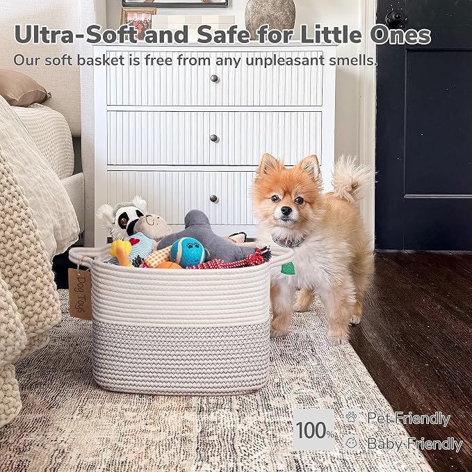 Goodpick Woven Storage Basket, Cotton Rope Baby Laundry Basket - Image 5