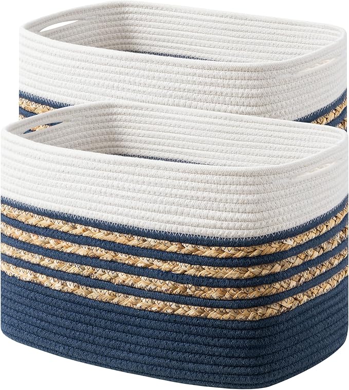UBBCARE 2 Pack Baskets for Organizing, Woven Storage Baskets for Toys and Towel by UBBCARE