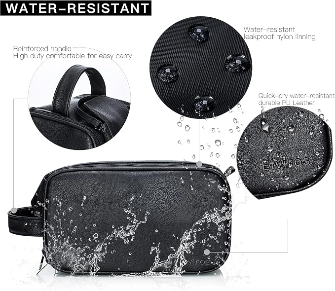 Elviros Toiletry Bag for Men, Large Travel Shaving Dopp Kit Water-resistant - Image 2